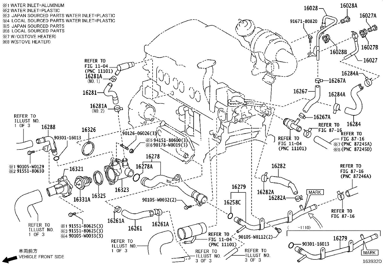 16264-37050 HOSE, WATER BY-PASS, NO.2 product image