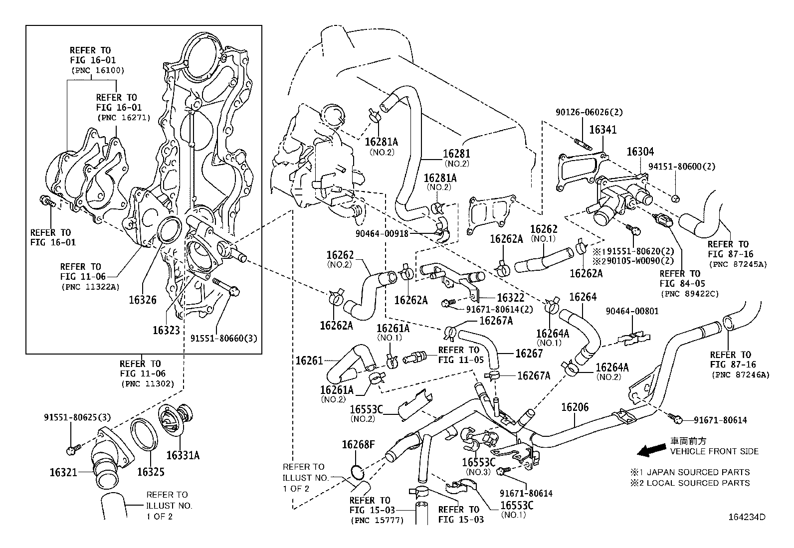 16260-0Q040 Water Bypass Hose Assembly product image