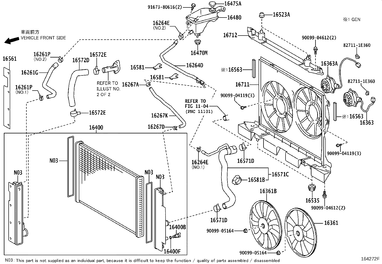 16261-36020 HOSE, WATER BY-PASS, NO.1 product image