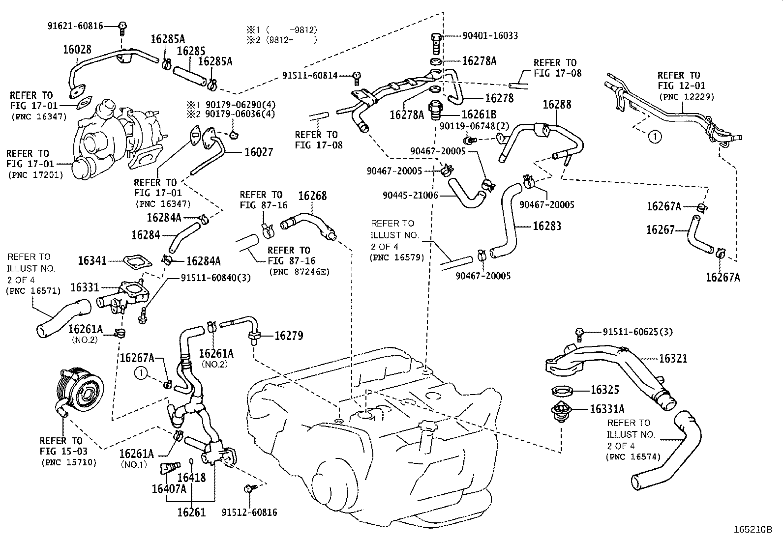 16028-64021 PIPE SUB-ASSY, TURBO WATER, NO.2 product image