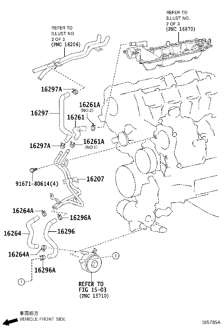 16207-38041 PIPE SUB-ASSY, WATER BY-PASS, NO.2 product image