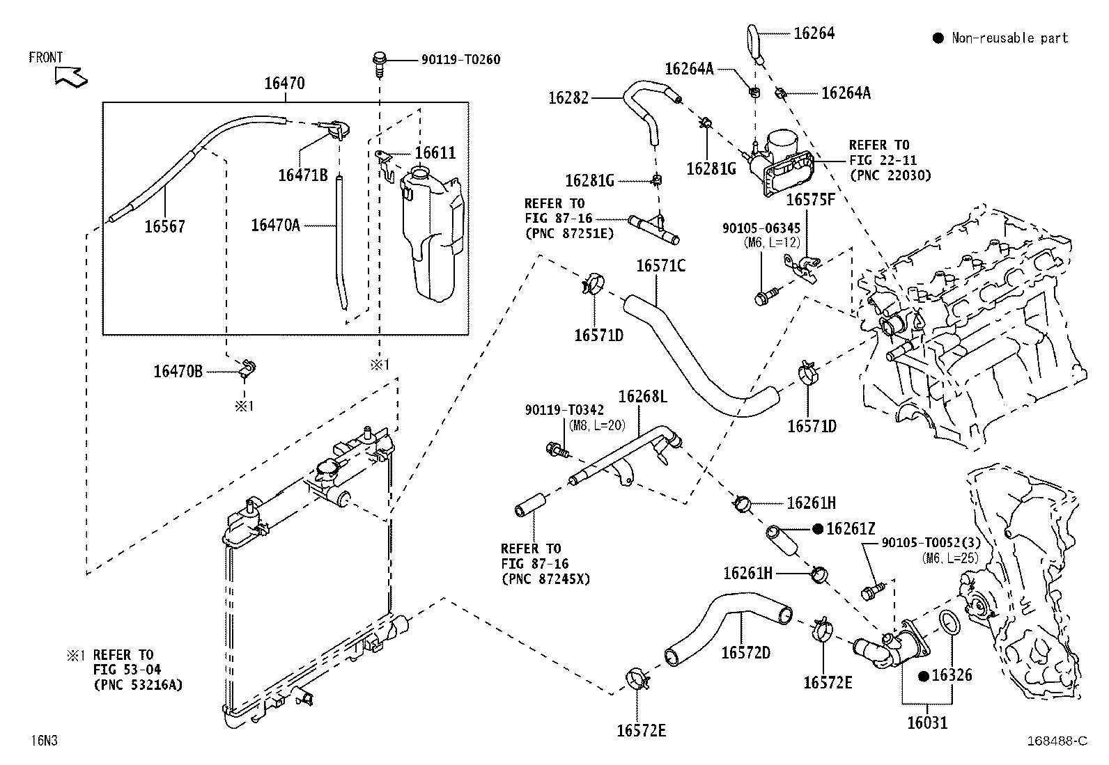 16261-BZ430 HOSE, WATER BY-PASS, NO.1 product image
