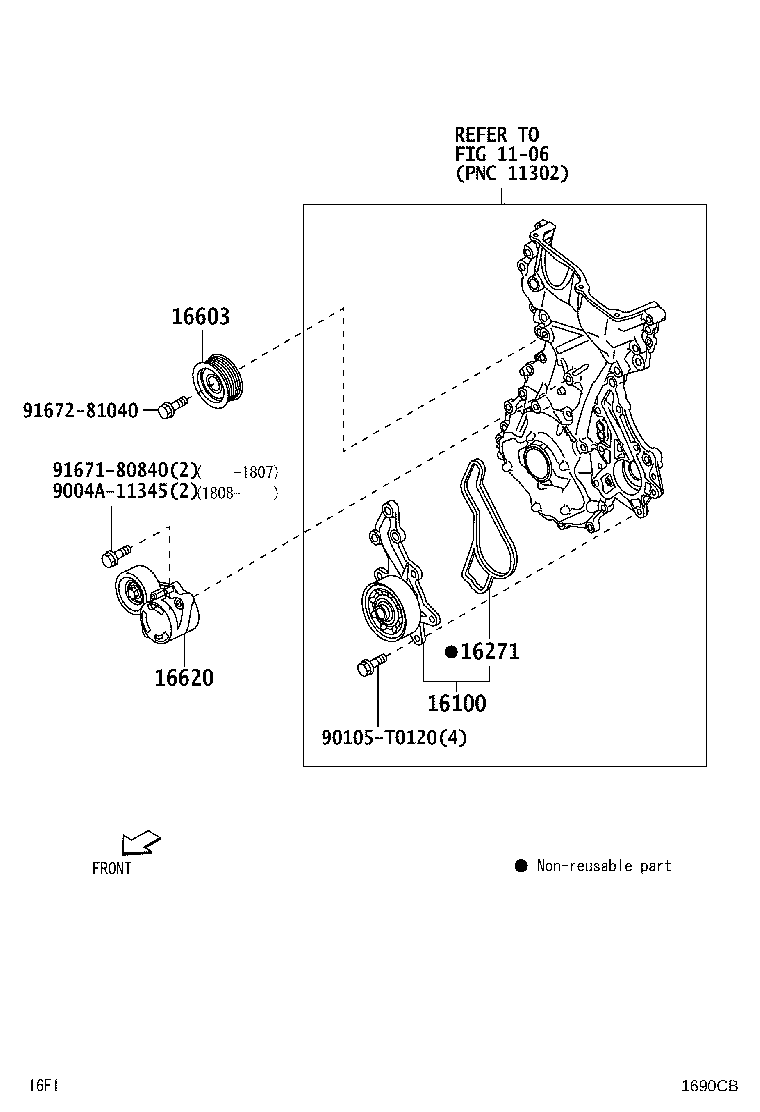 16620-BZ010 TENSIONER ASSY, V-RIBBED BELT product image