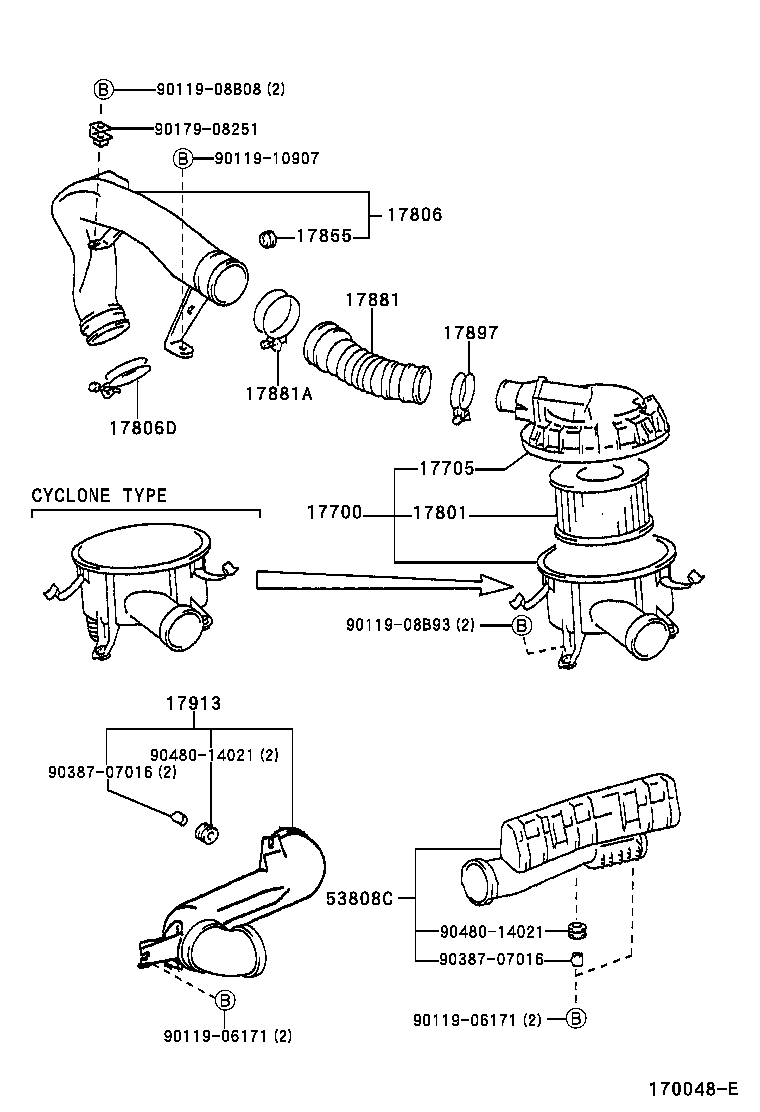 17705-62080 CAP SUB-ASSY, AIR CLEANER product image