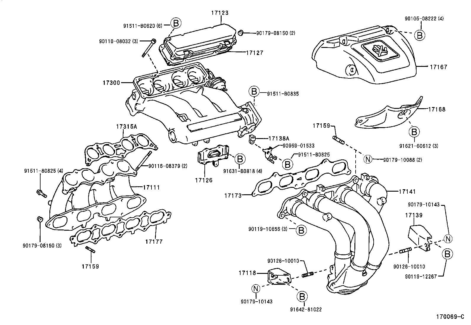 17140-88481 MANIFOLD, EXHAUST product image