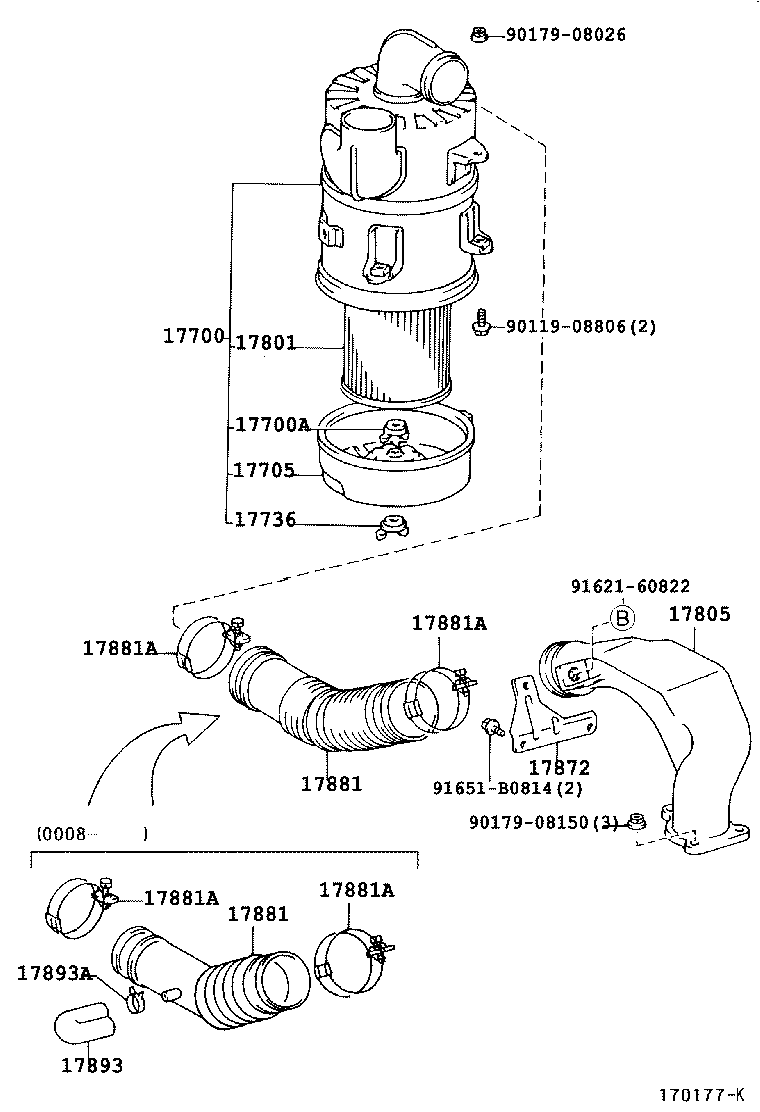 17705-75010 CAP SUB-ASSY, AIR CLEANER product image