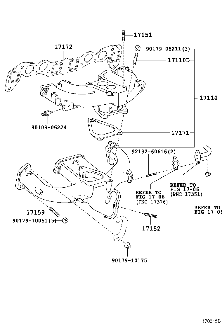 17141-64260 MANIFOLD, EXHAUST product image