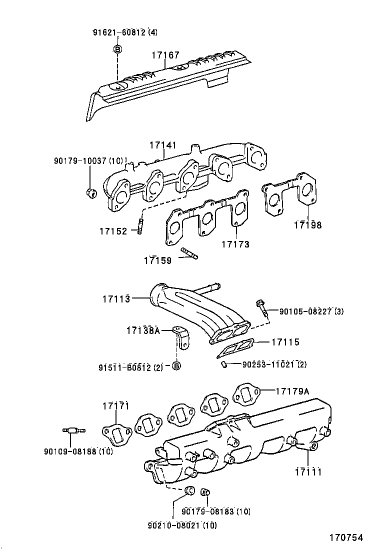 90116-10171 BOLT, STUD(FOR MANIFOLD TO CYLINDER HEAD) product image