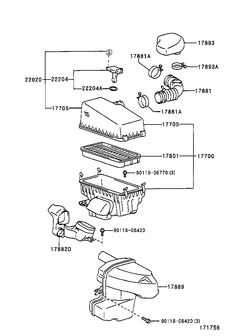 17705-74530 CAP SUB-ASSY, AIR CLEANER product image