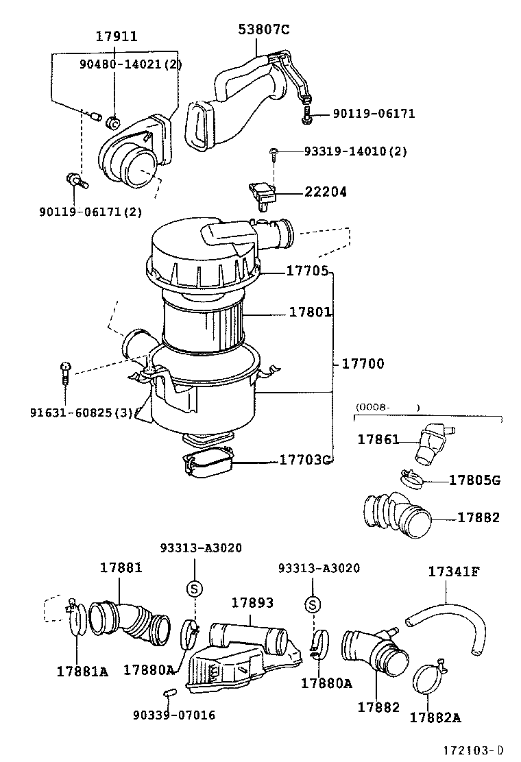 17705-62080 CAP SUB-ASSY, AIR CLEANER product image