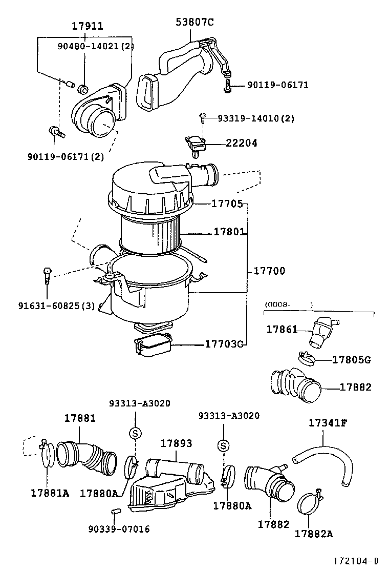 17705-62060 CAP SUB-ASSY, AIR CLEANER product image