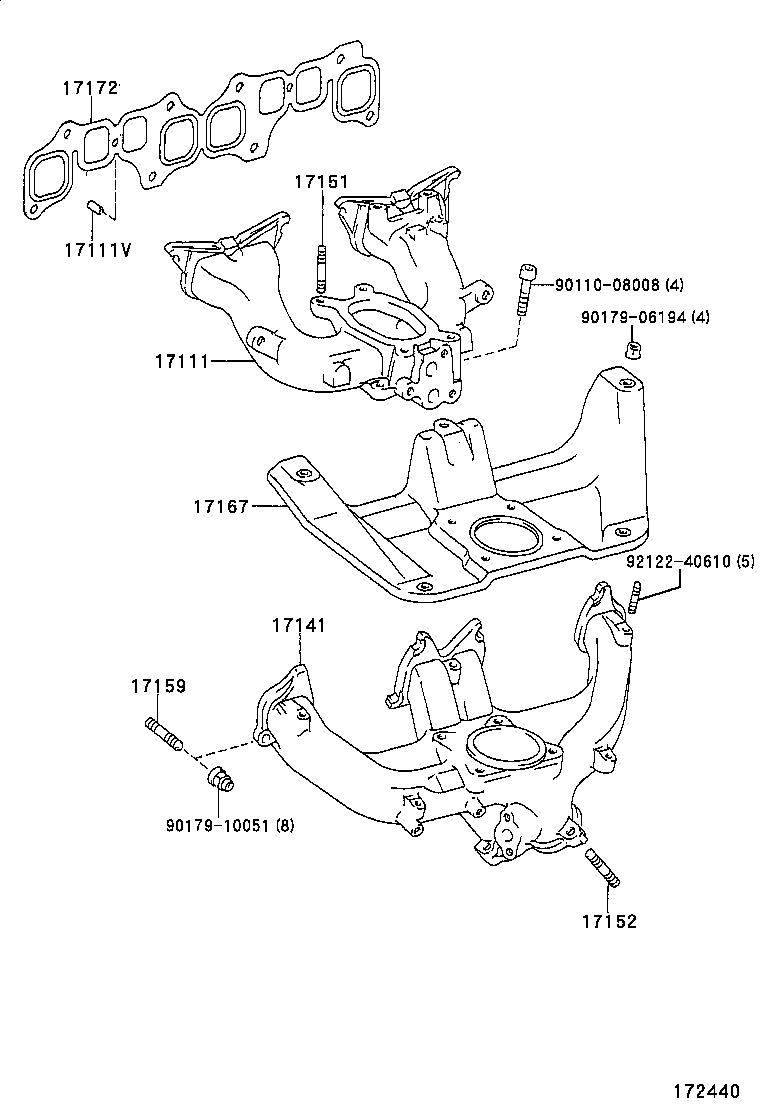 17171-06010 GASKET, INTAKE TO EXHAUST MANIFOLD product image