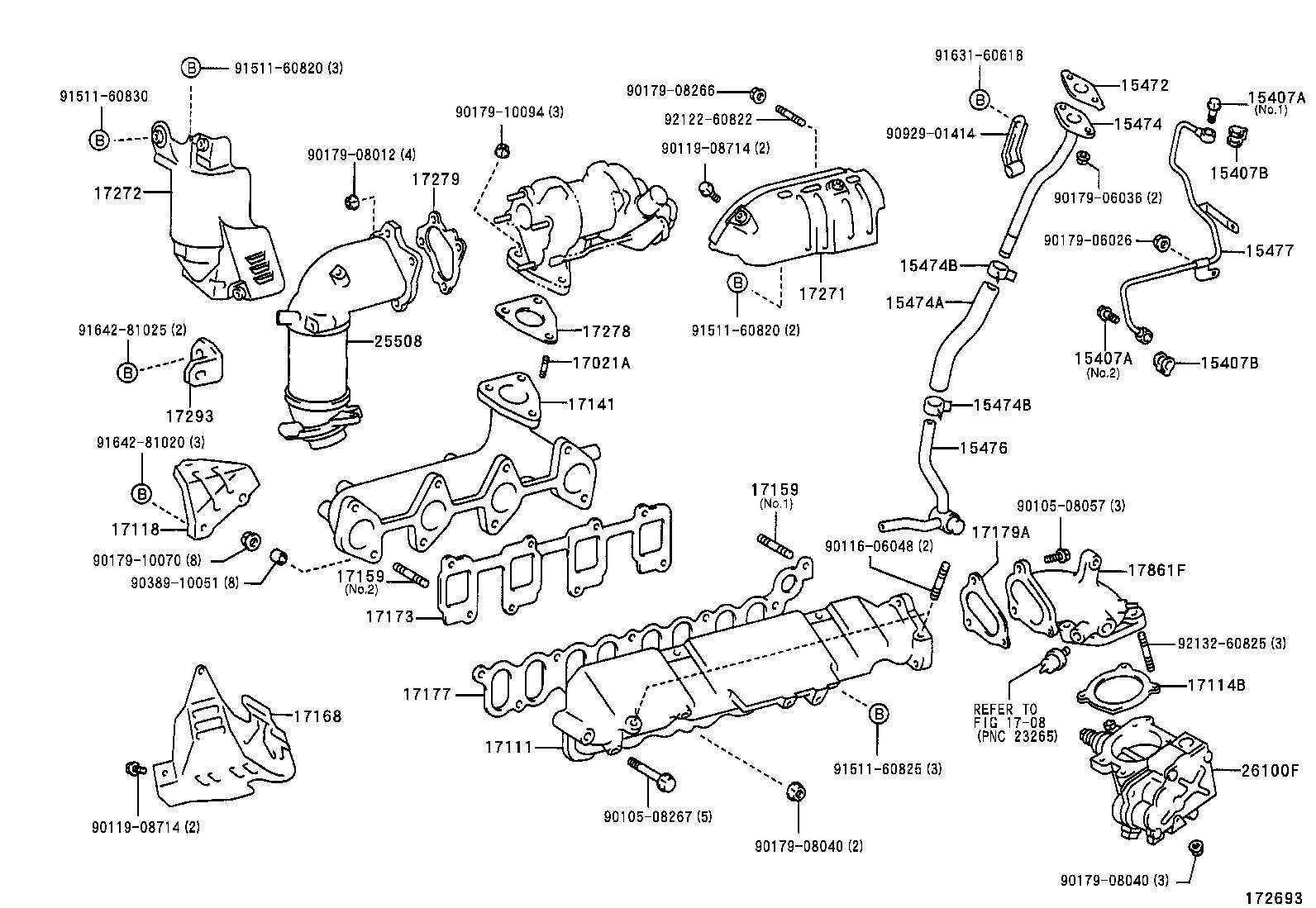 15474-27010 PIPE, TURBO OIL OUTLET product image