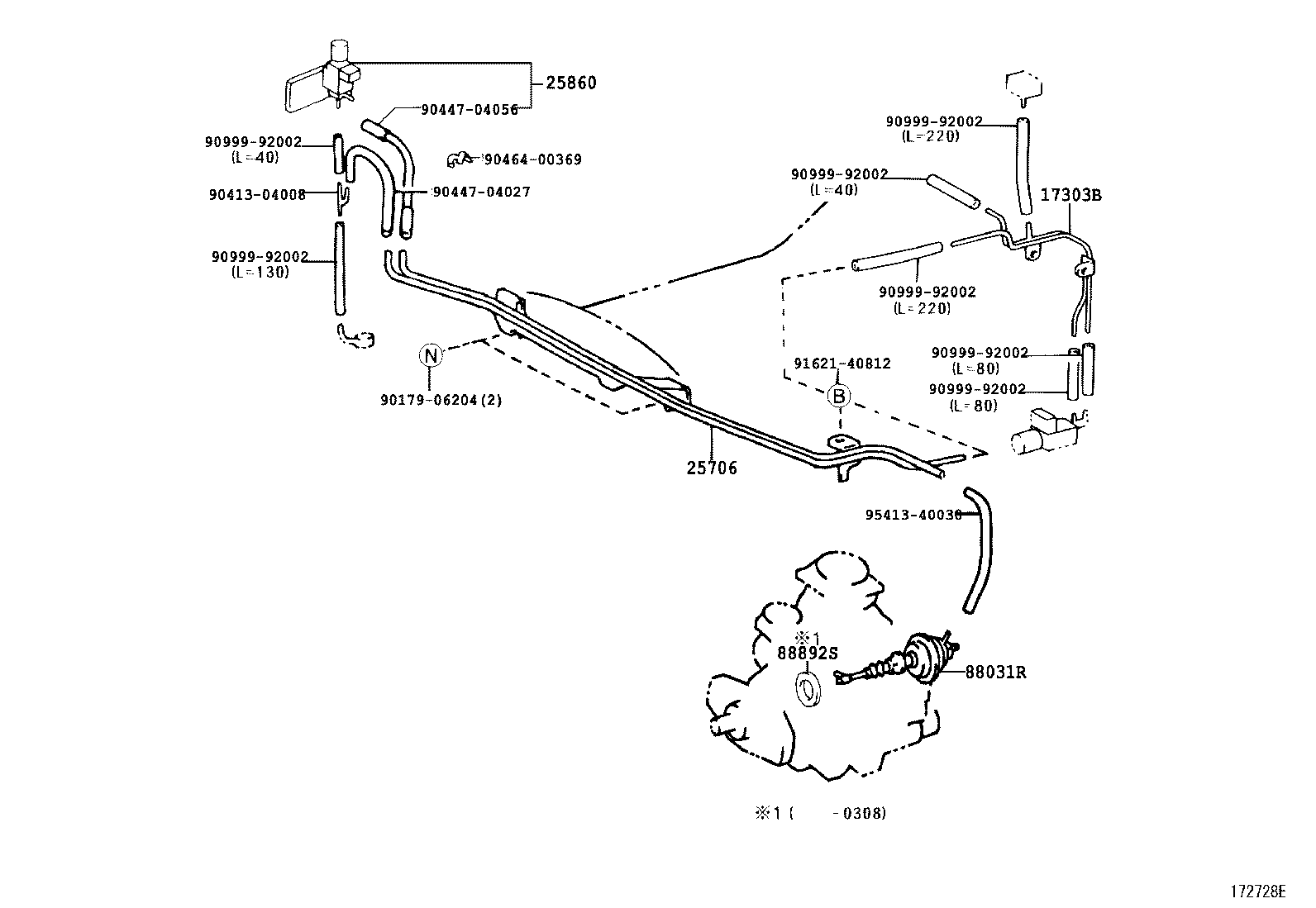 25706-05010 PIPE SUB-ASSY, VACUUM TRANSMITTING, NO.1 product image