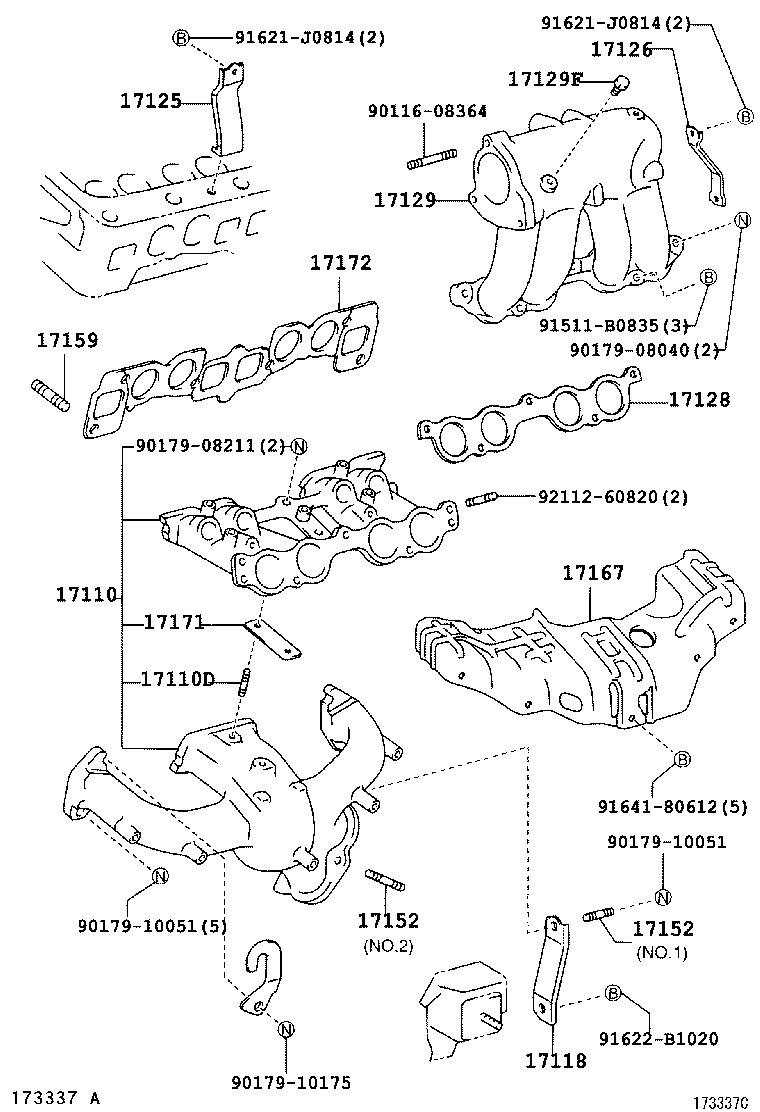 17171-06010 GASKET, INTAKE TO EXHAUST MANIFOLD product image
