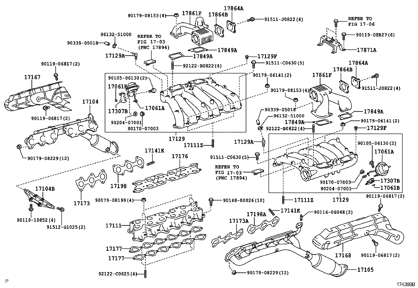 17104-32010 MANIFOLD SUB-ASSY, EXHAUST, RH product image