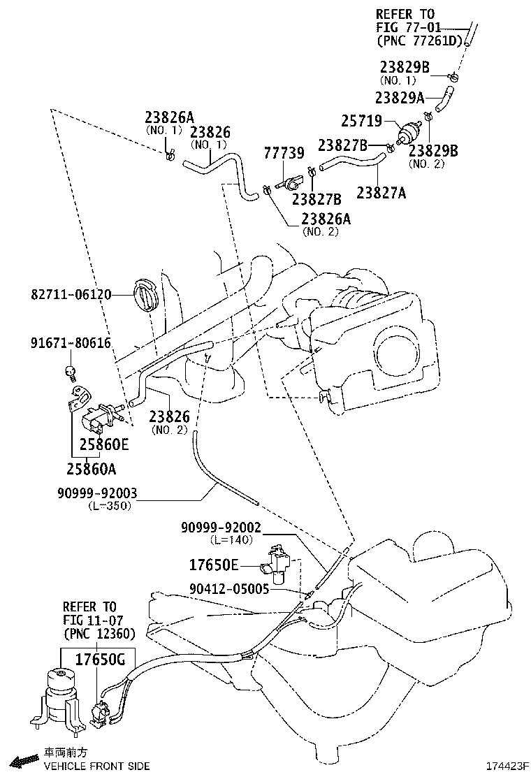 17308-0P021 HOSE SUB-ASSY, VACUUM(FOR IDLE-UP) product image