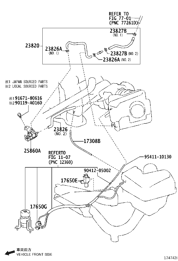 17308-0P021 HOSE SUB-ASSY, VACUUM(FOR IDLE-UP) product image