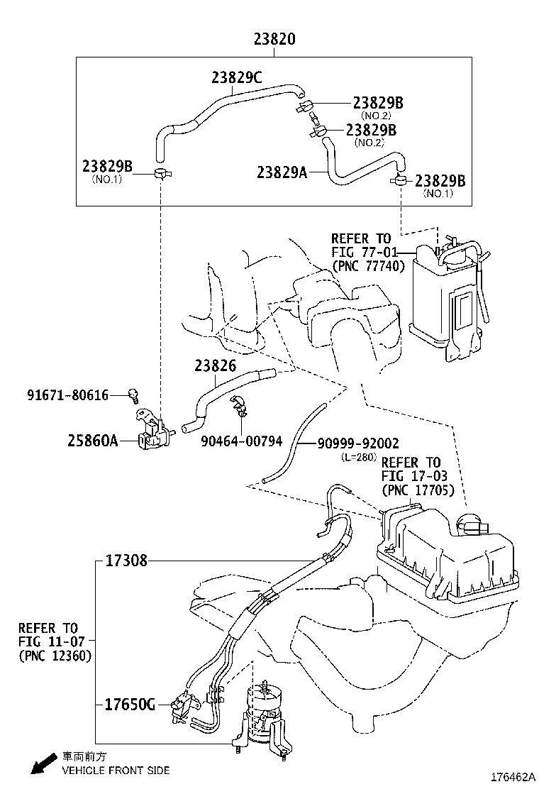 17308-0P050 HOSE SUB-ASSY, VACUUM(FOR IDLE-UP) product image
