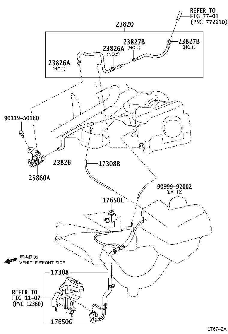 17308-0P021 HOSE SUB-ASSY, VACUUM(FOR IDLE-UP) product image