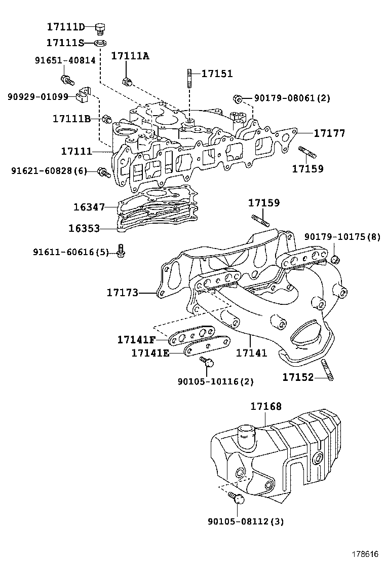 90116-10171 BOLT, STUD(FOR MANIFOLD TO CYLINDER HEAD) product image