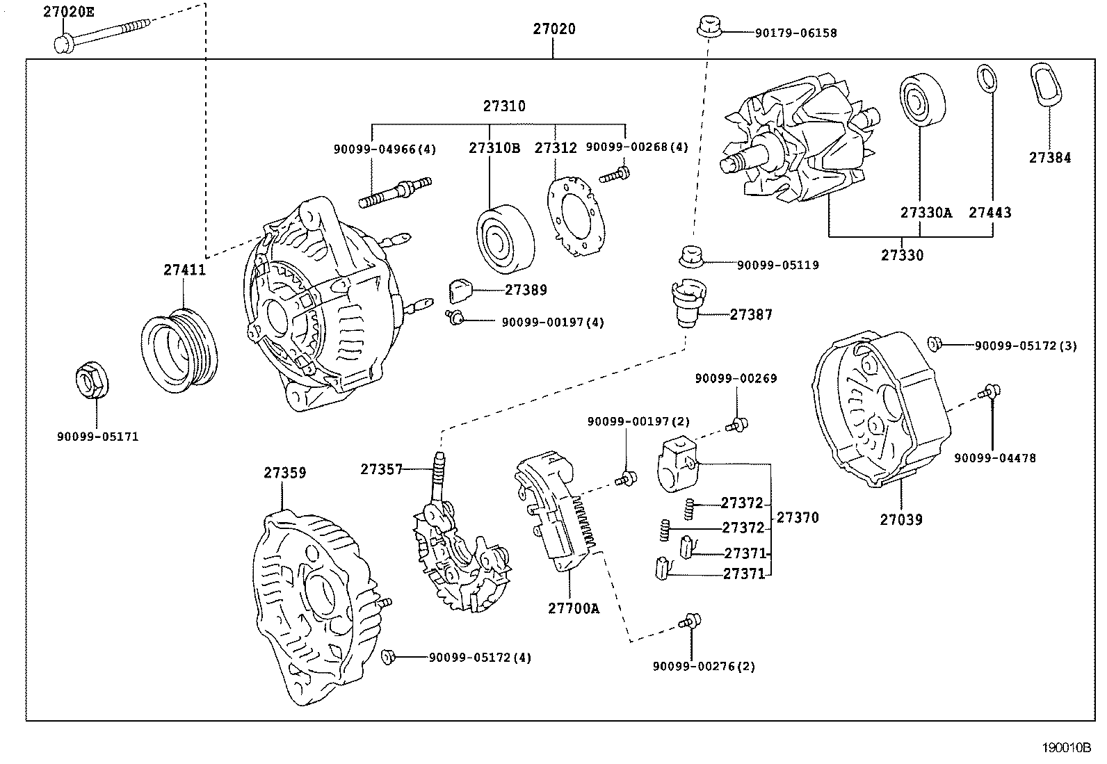 27310-67110 FRAME ASSY, DRIVE END, ALTERNATOR product image