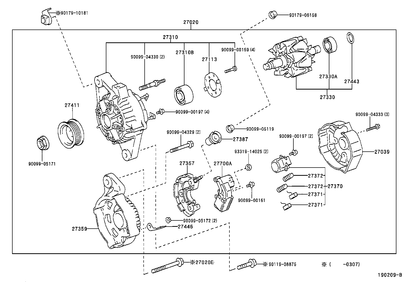 27310-02090 FRAME ASSY, DRIVE END, ALTERNATOR product image