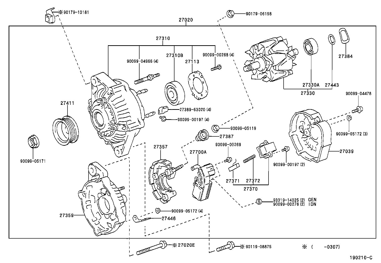 27310-02090 FRAME ASSY, DRIVE END, ALTERNATOR product image