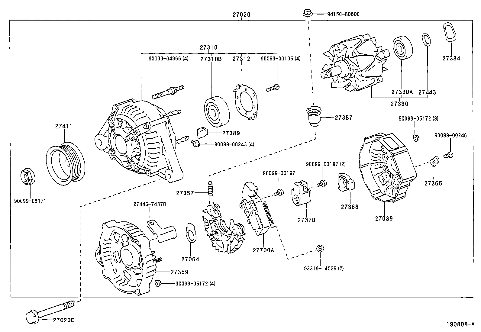 27310-64490 FRAME ASSY, DRIVE END, ALTERNATOR product image