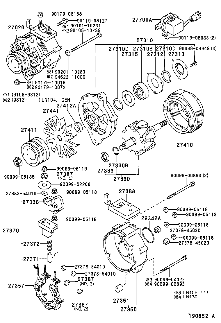 27310-65030 FRAME ASSY, DRIVE END, ALTERNATOR product image