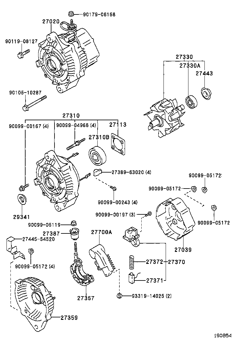 27310-65030 FRAME ASSY, DRIVE END, ALTERNATOR product image