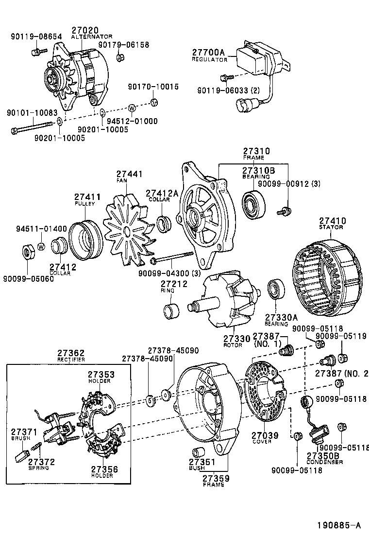 27310-65030 FRAME ASSY, DRIVE END, ALTERNATOR product image
