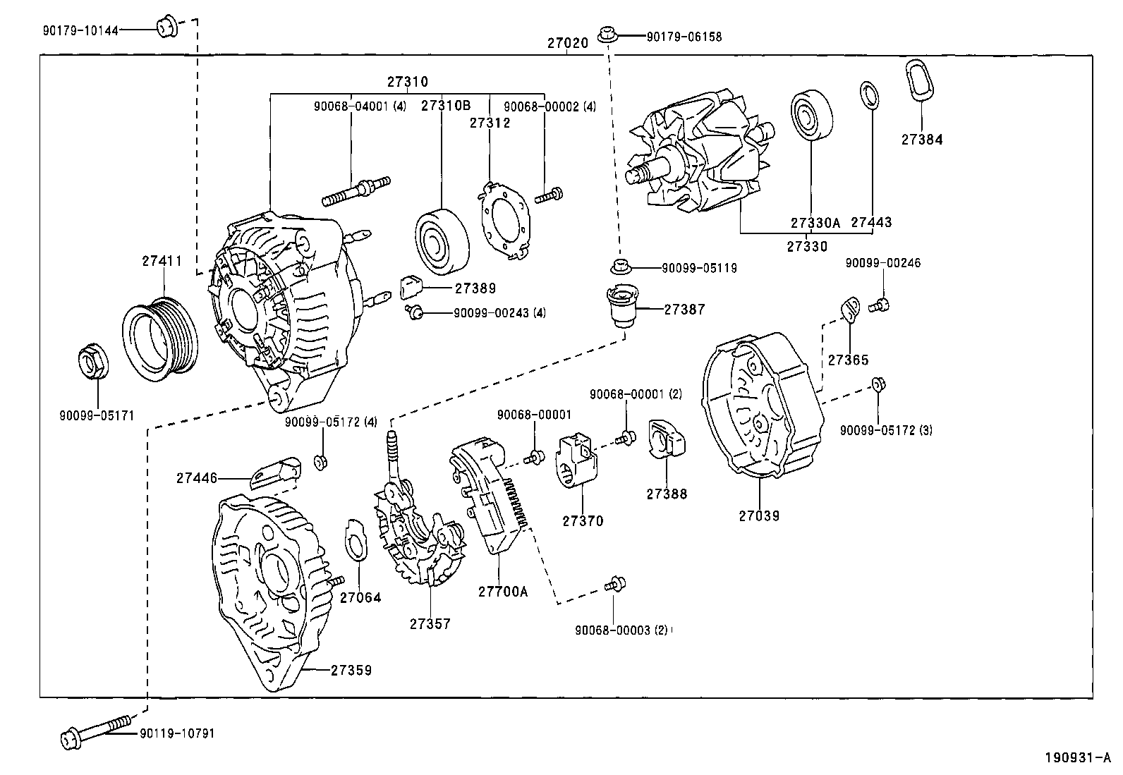 27310-0F010 FRAME ASSY, DRIVE END, ALTERNATOR product image