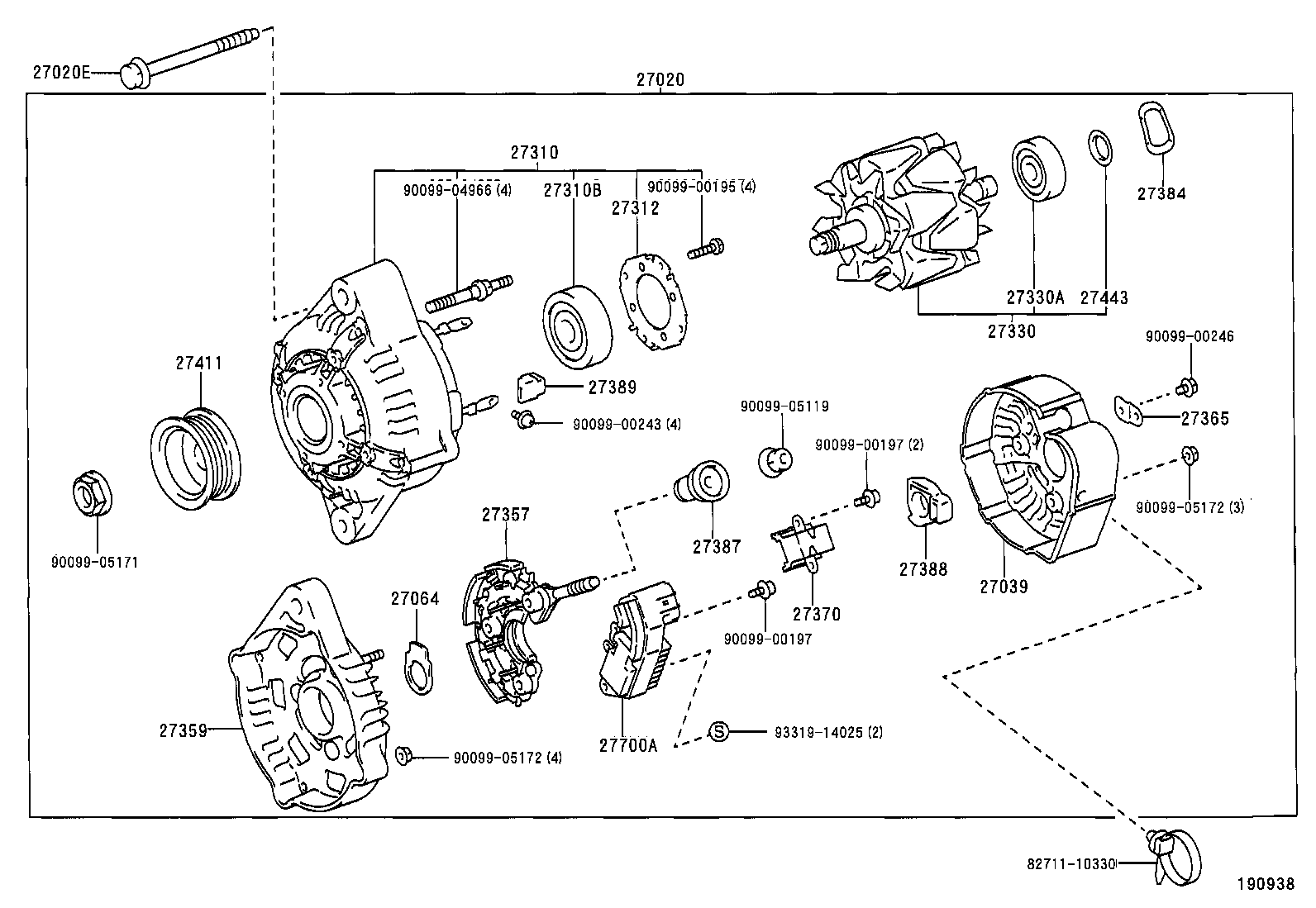 27310-0F010 FRAME ASSY, DRIVE END, ALTERNATOR product image