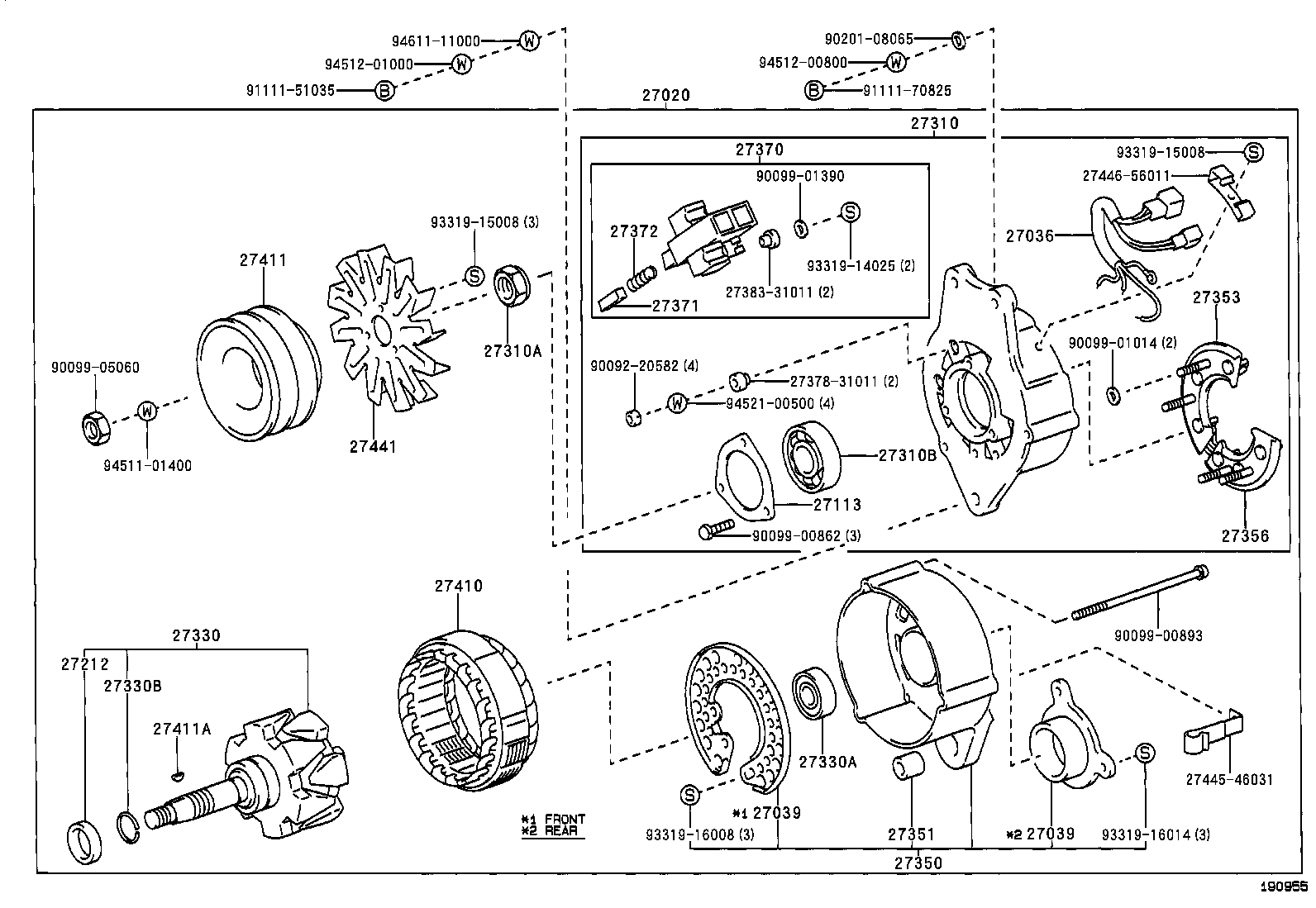 27310-46030 FRAME ASSY, DRIVE END, ALTERNATOR product image