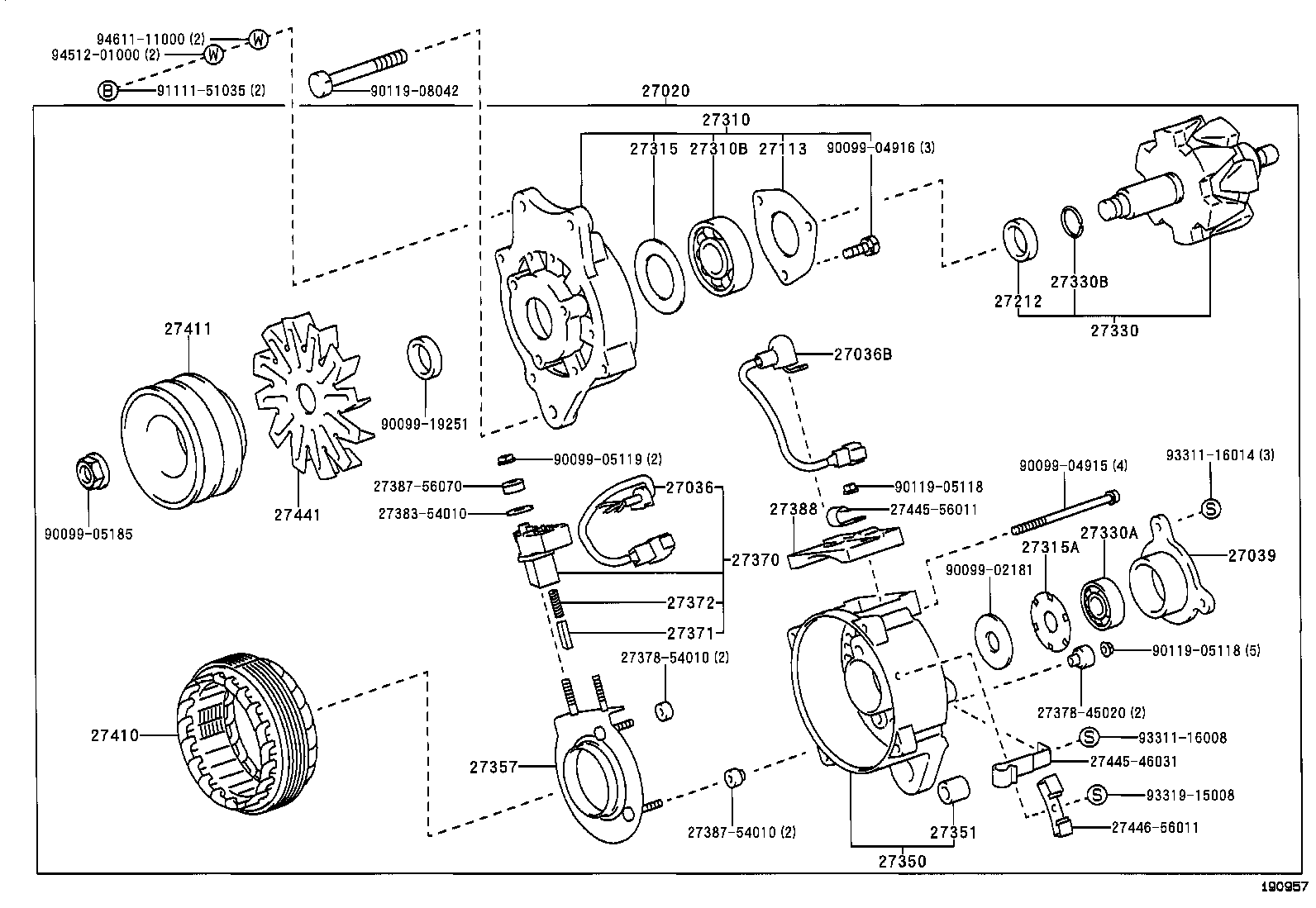 27310-46030 FRAME ASSY, DRIVE END, ALTERNATOR product image