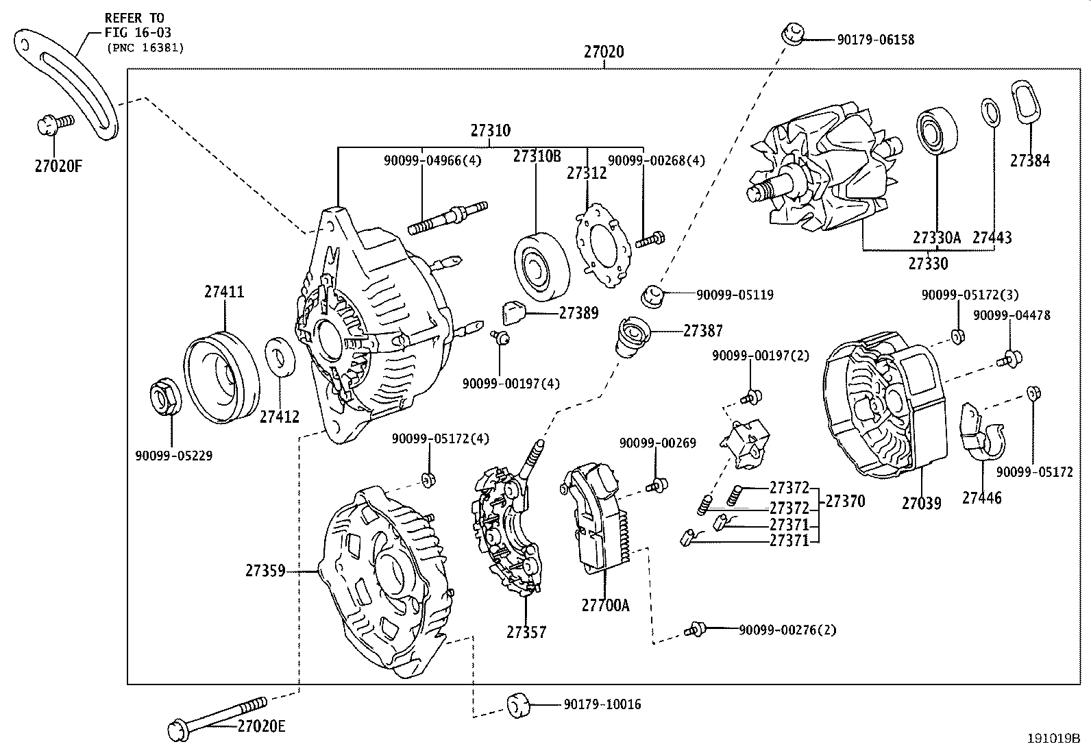 27310-64650 FRAME ASSY, DRIVE END, ALTERNATOR product image