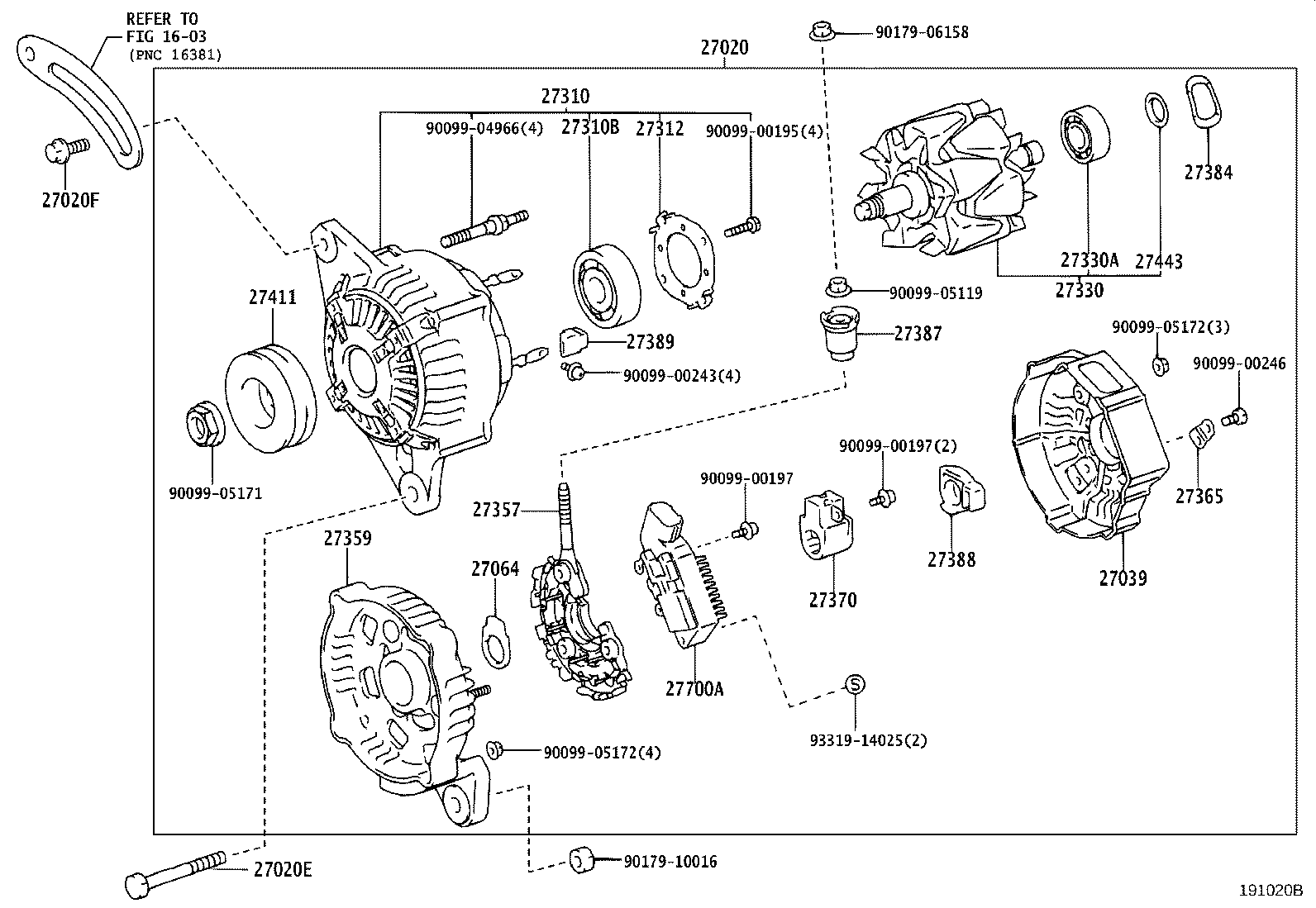 27310-64650 FRAME ASSY, DRIVE END, ALTERNATOR product image