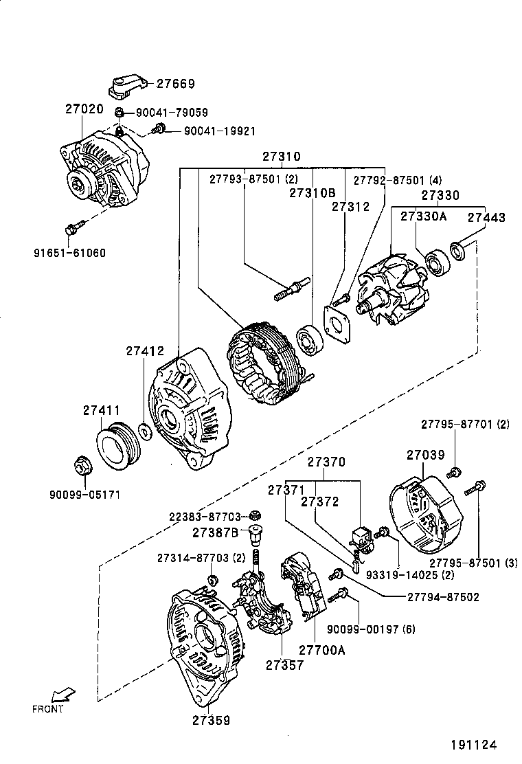 27310-87403 FRAME ASSY, DRIVE END, ALTERNATOR product image