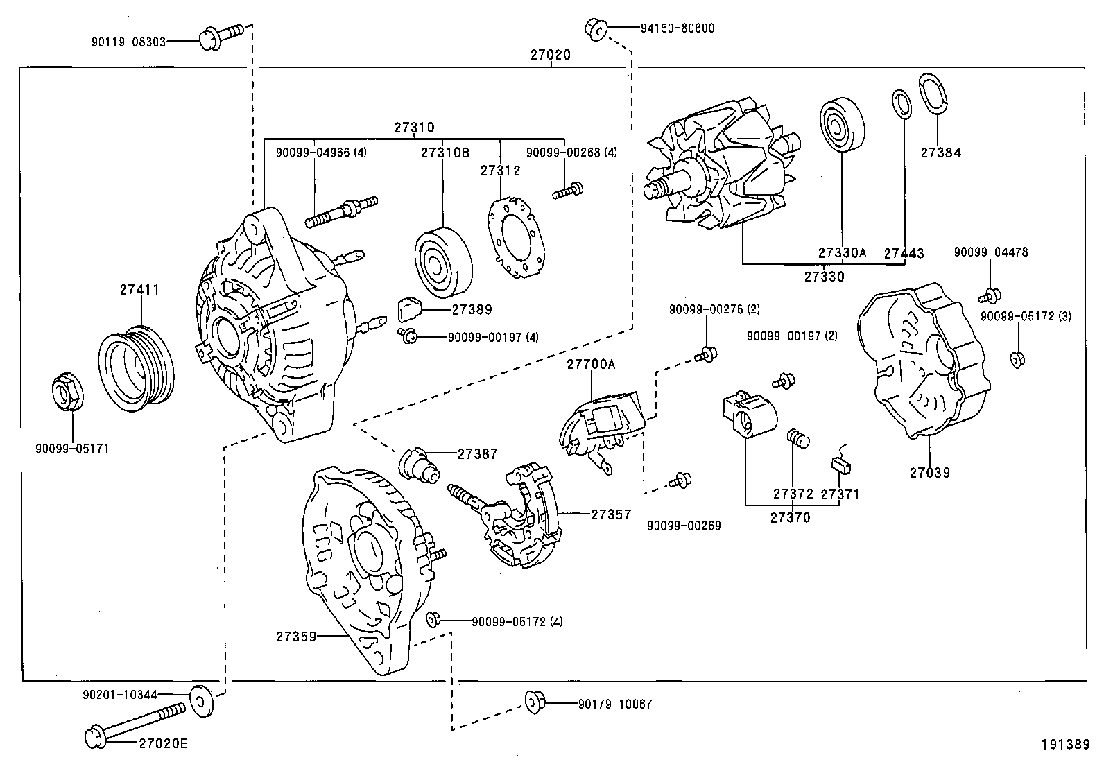 27310-64490 FRAME ASSY, DRIVE END, ALTERNATOR product image