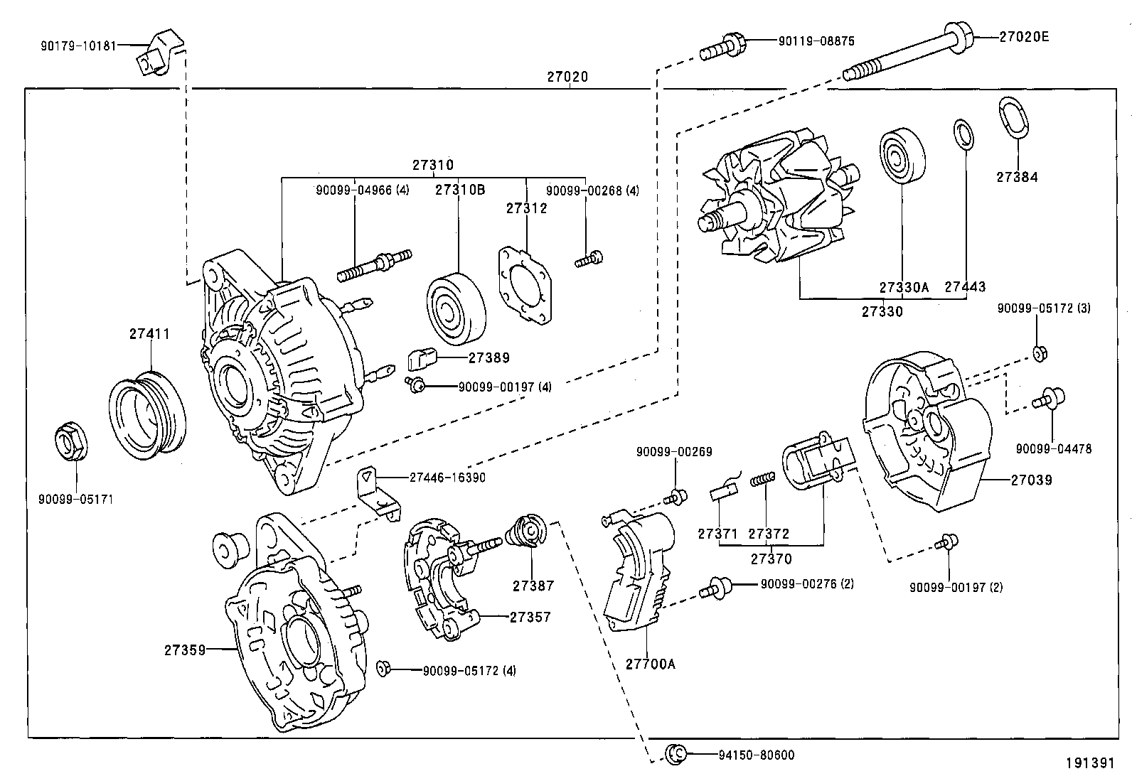 27310-64490 FRAME ASSY, DRIVE END, ALTERNATOR product image