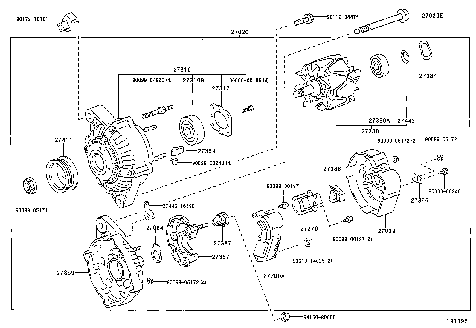 27310-64490 FRAME ASSY, DRIVE END, ALTERNATOR product image