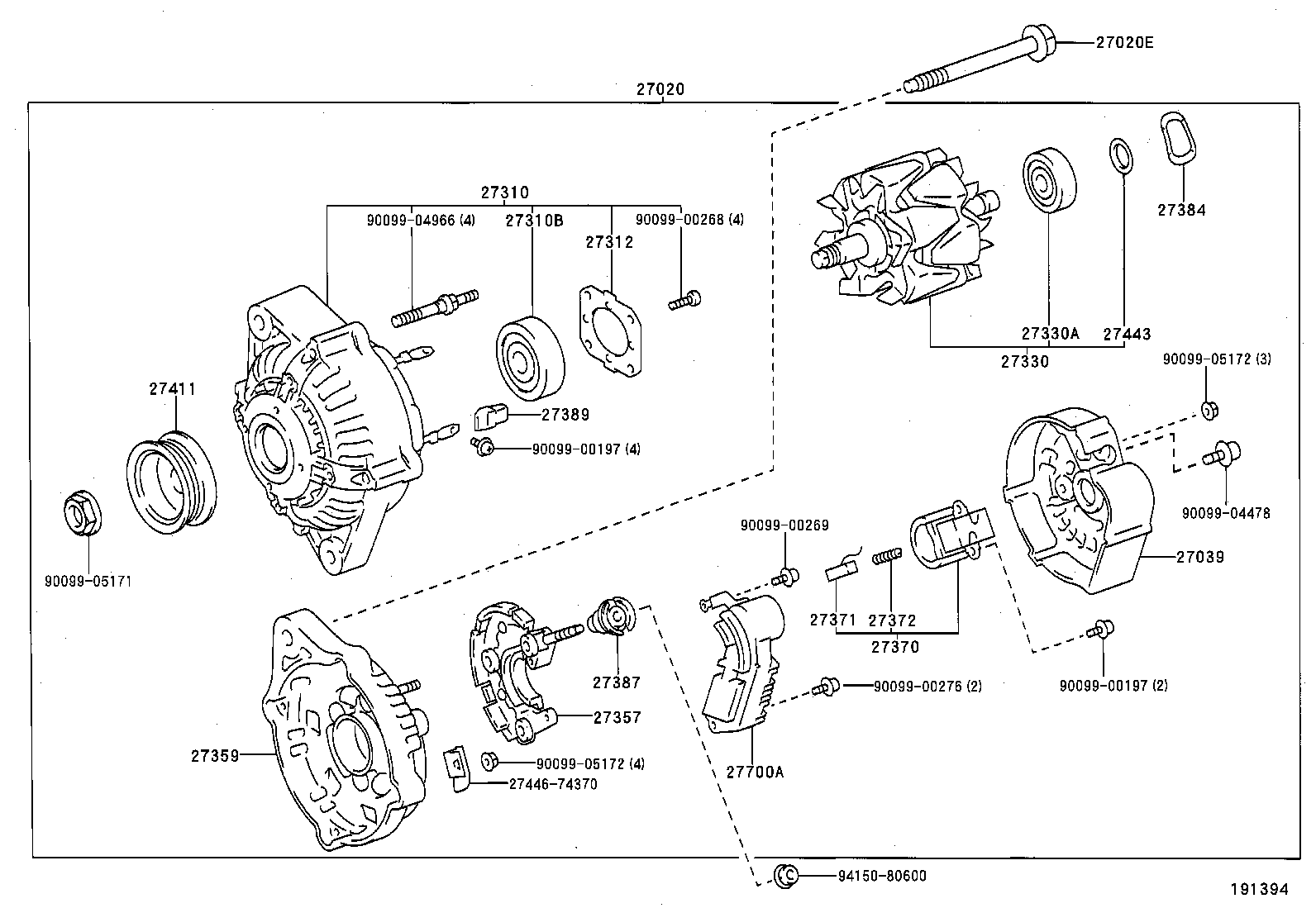 27310-64490 FRAME ASSY, DRIVE END, ALTERNATOR product image