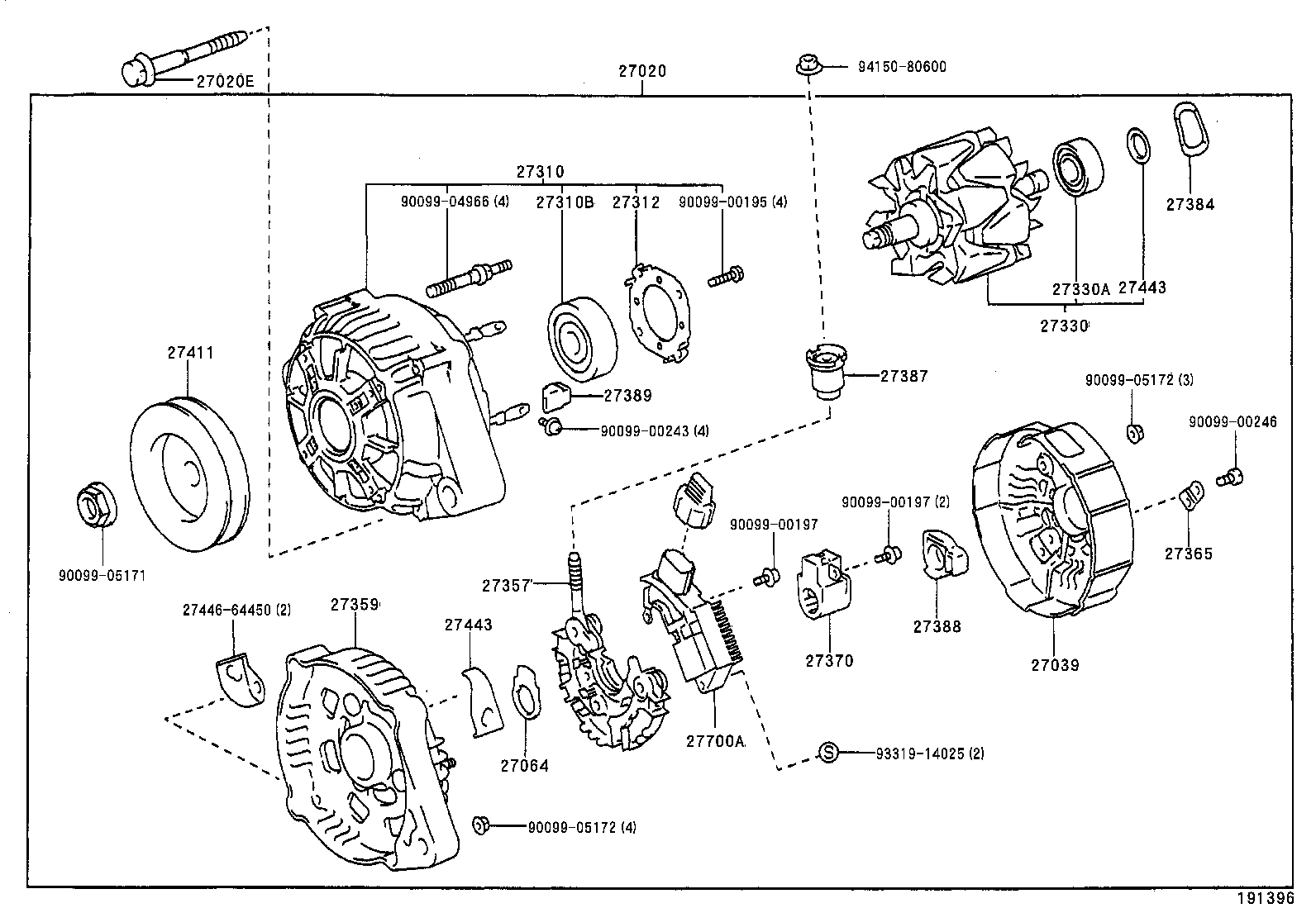 27310-64490 FRAME ASSY, DRIVE END, ALTERNATOR product image