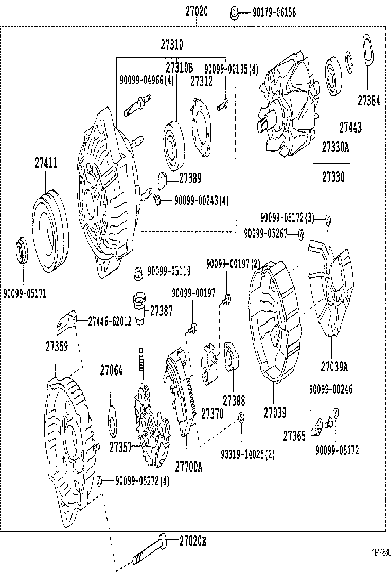27310-EV030 FRAME ASSY, DRIVE END, ALTERNATOR product image