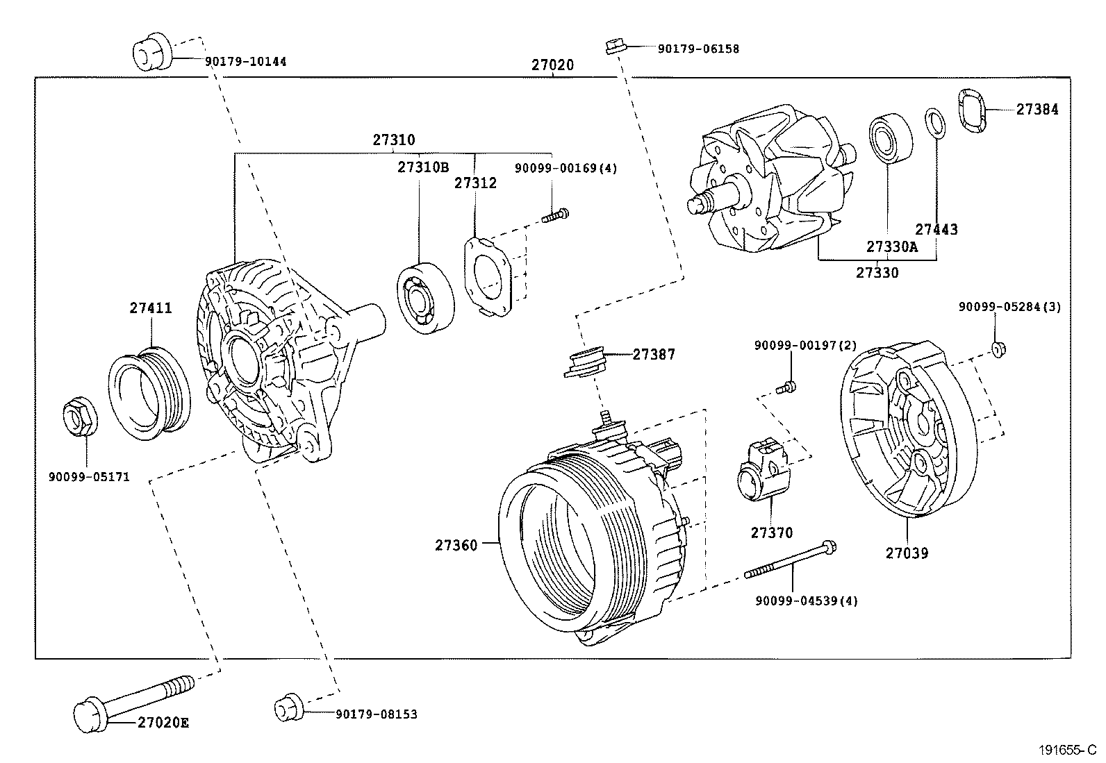 27310-0F010 FRAME ASSY, DRIVE END, ALTERNATOR product image
