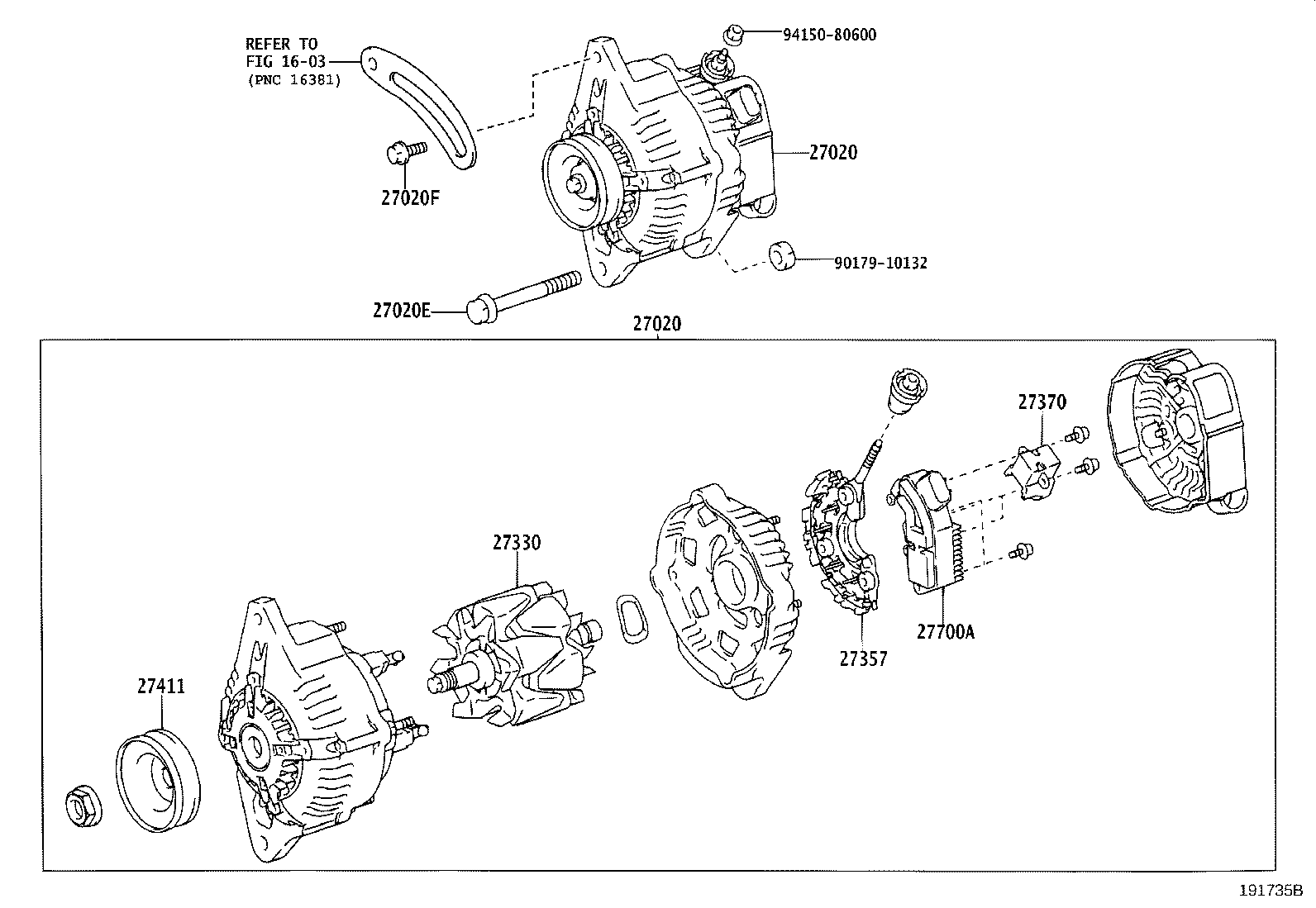 27310-64650 FRAME ASSY, DRIVE END, ALTERNATOR product image