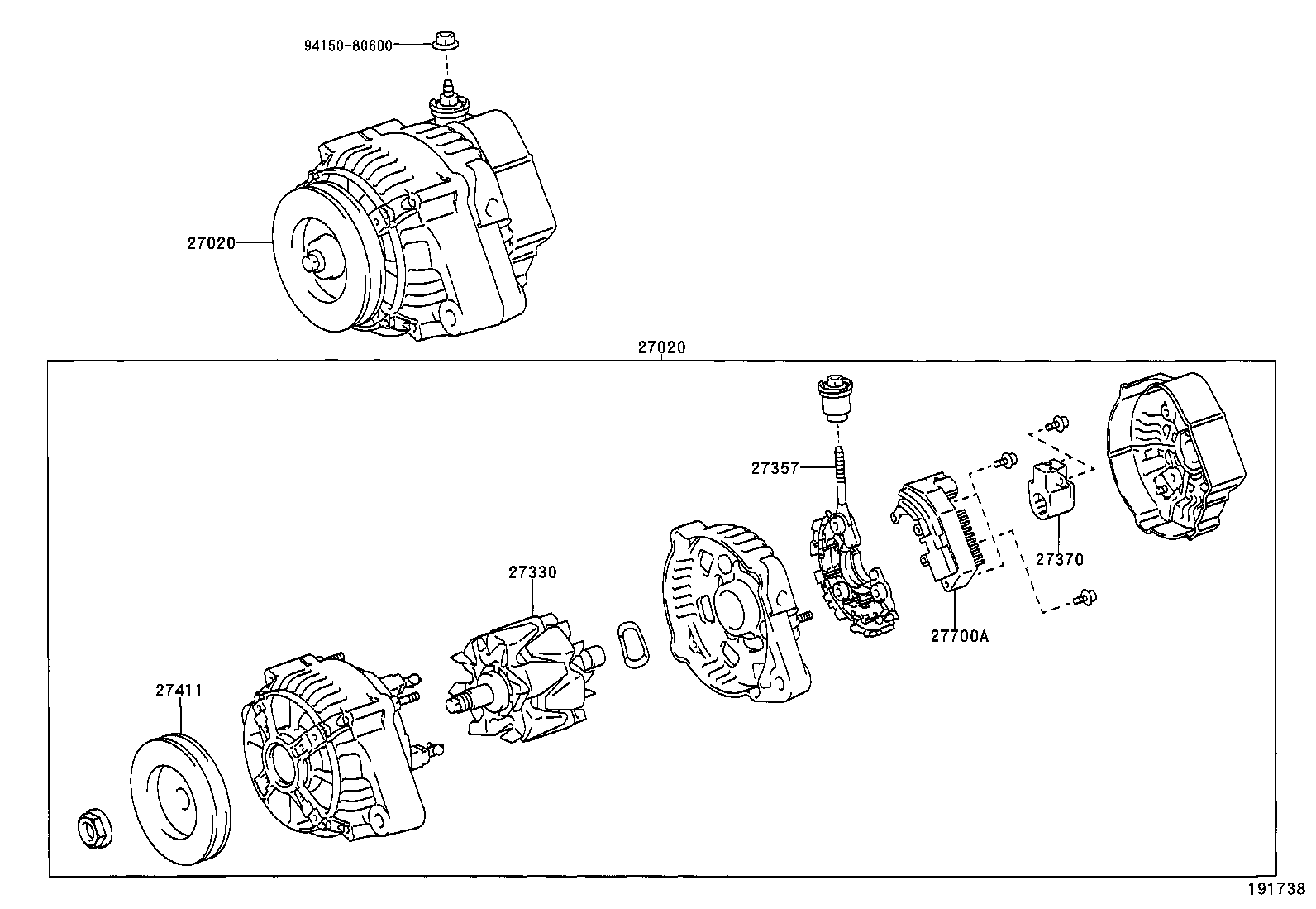 27310-64650 FRAME ASSY, DRIVE END, ALTERNATOR product image
