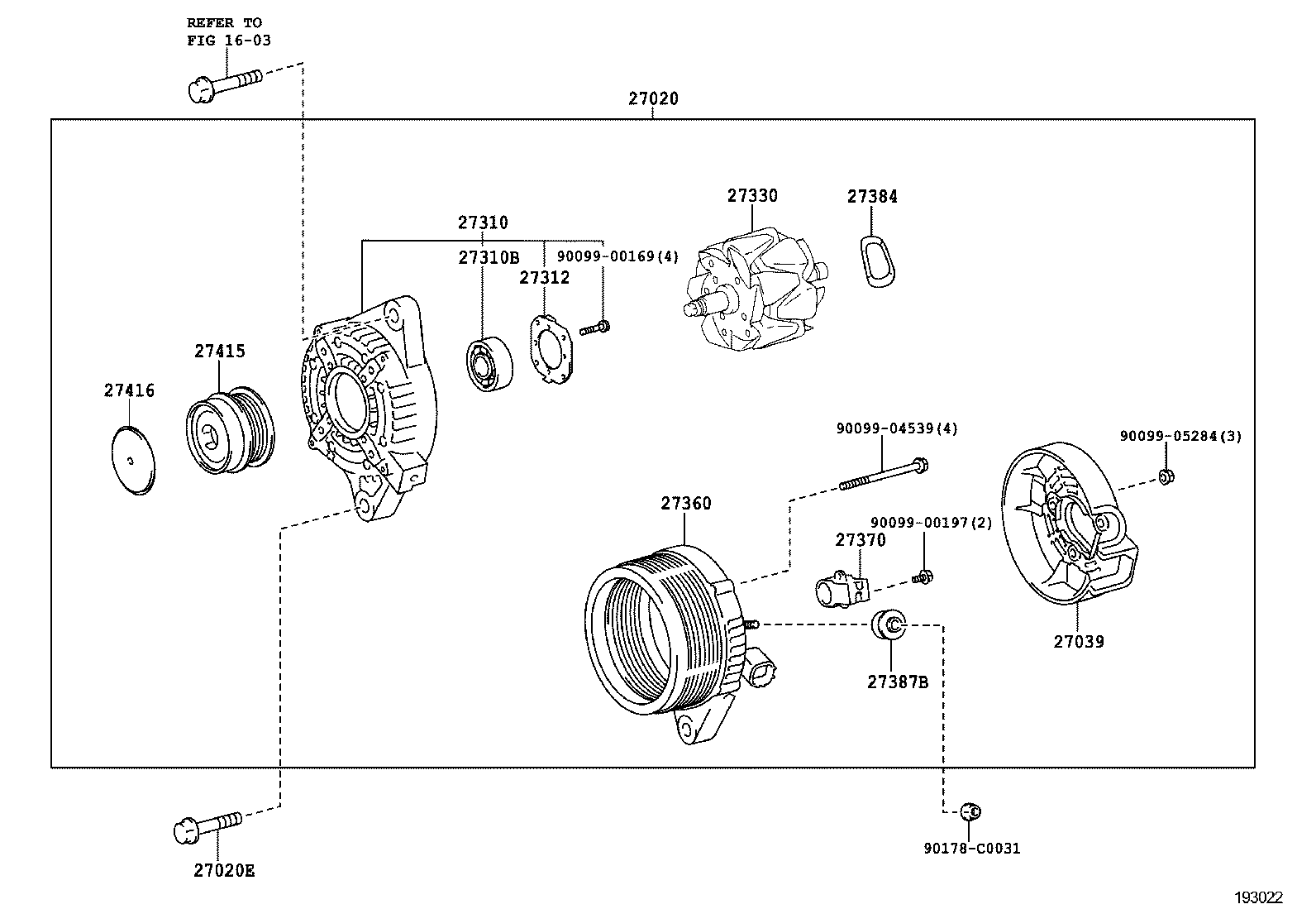 27310-0T030 FRAME ASSY, DRIVE END, ALTERNATOR product image