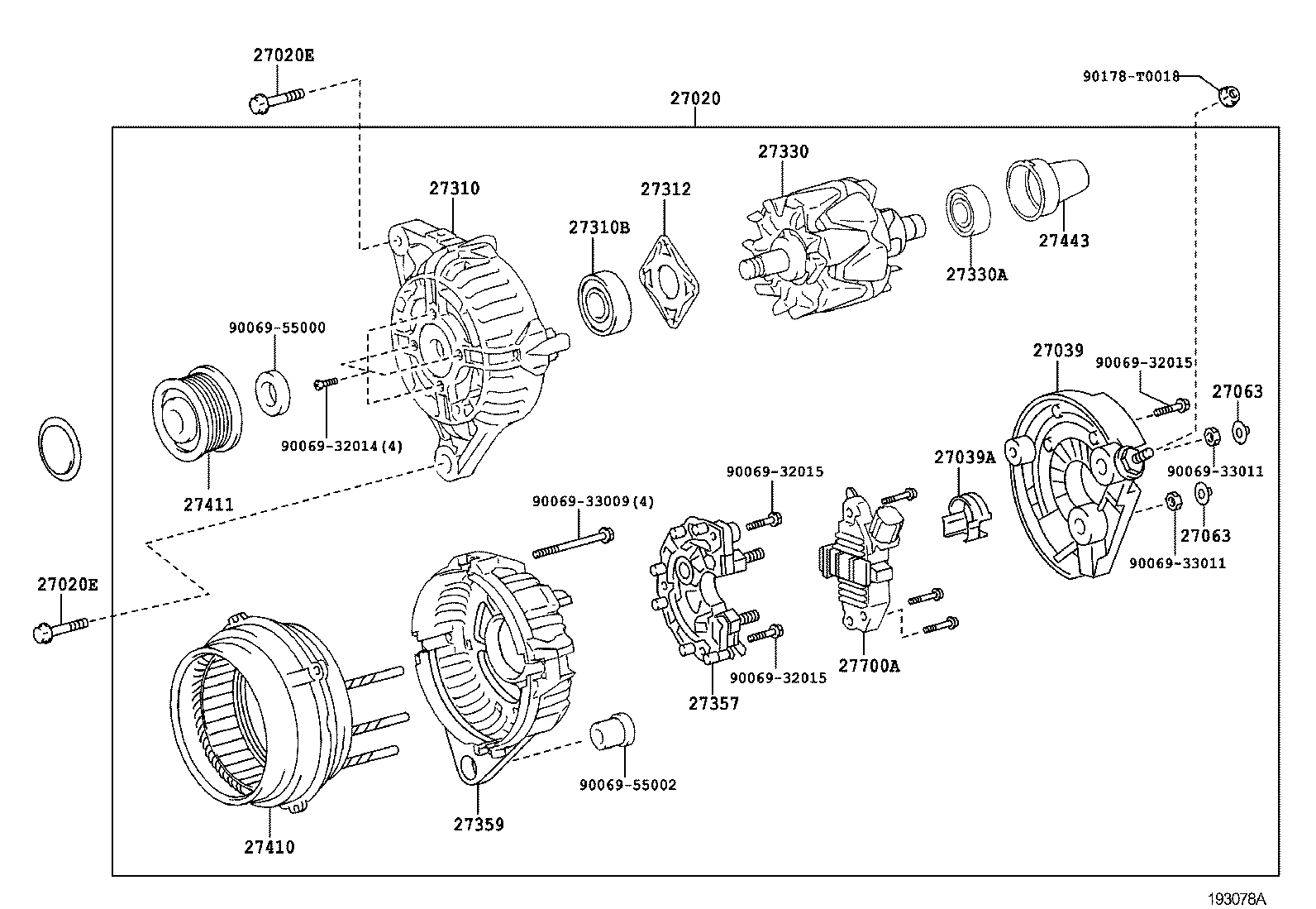 27310-0P110 FRAME ASSY, DRIVE END, ALTERNATOR product image